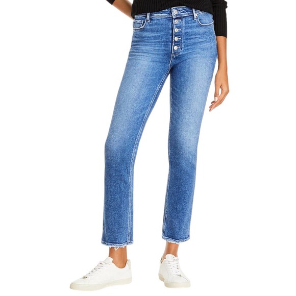 PAIGE Denim - Paige Cindy Exposed Button Fly Straight Leg Jean Skysong 25 High Rise Stretch